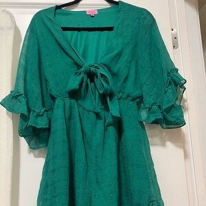 Miami Green Ruffle Romper